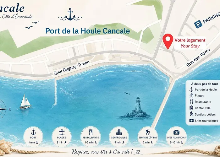 Mrodbnb - Appart Neuf - Apercu Mer - 25M Plage & Resto - Cine - Cheminee - Popcorn